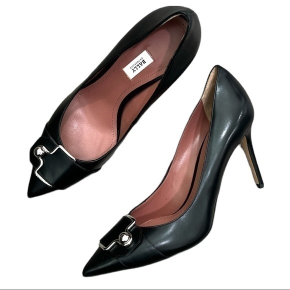 Bally Hirina 90mm Black Leather Classic Stiletto Pointed Toe Pumps Size 39 Nib